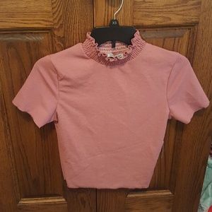 Charlotte Russe Pink Mock Neck Cropped Sweater